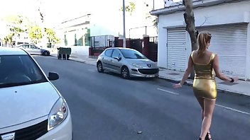 iviroses golden shiny minidress public xxx porn video